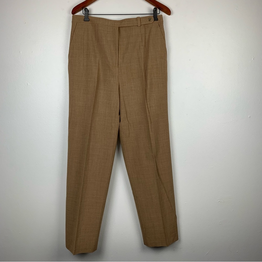 Due Per Due Pants Women’s‎ 12 Rayon Wool Spandex Dress Pants Brown Office